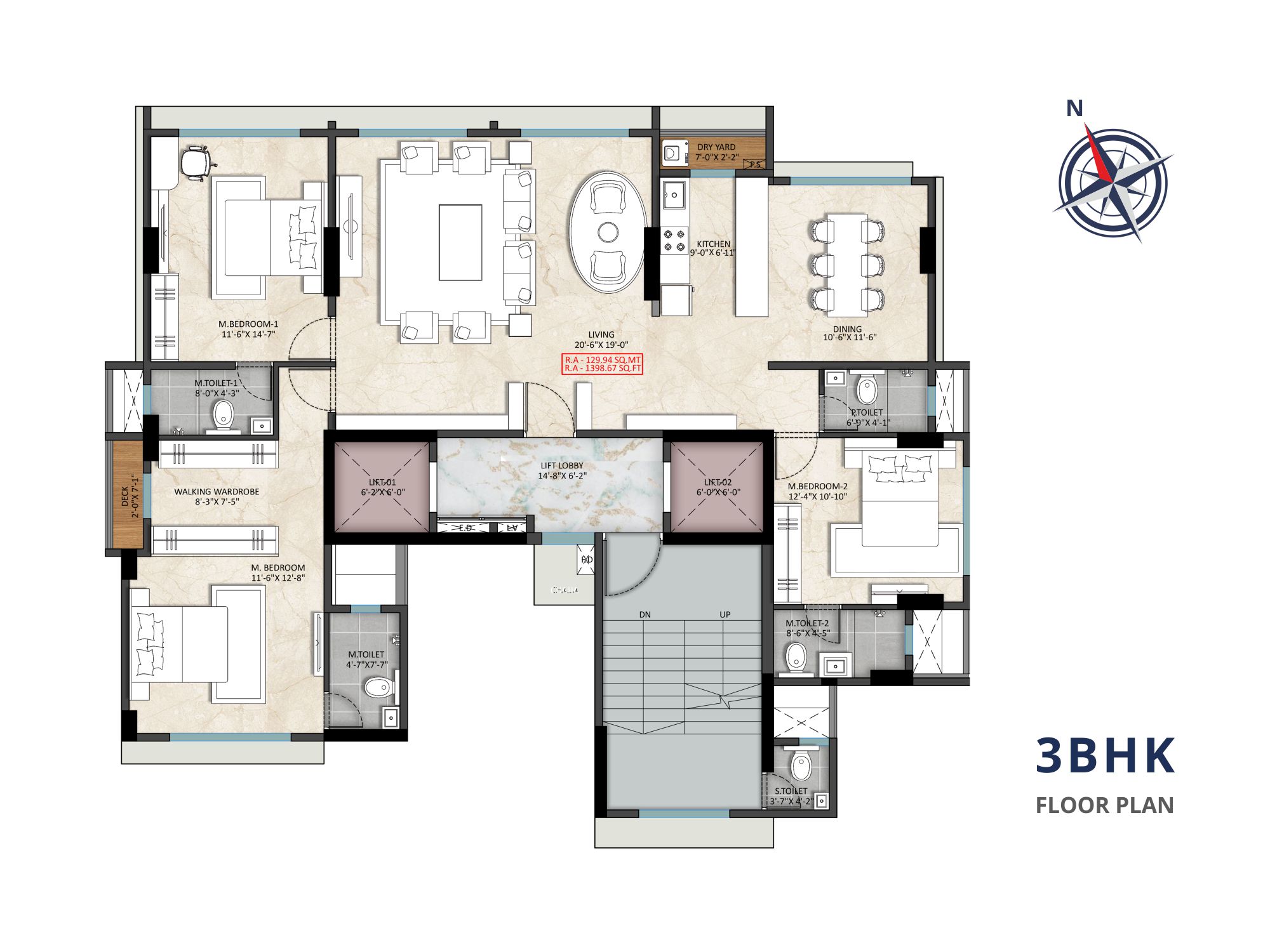 Luxurious 3 BHK at Sakura by Buildarch